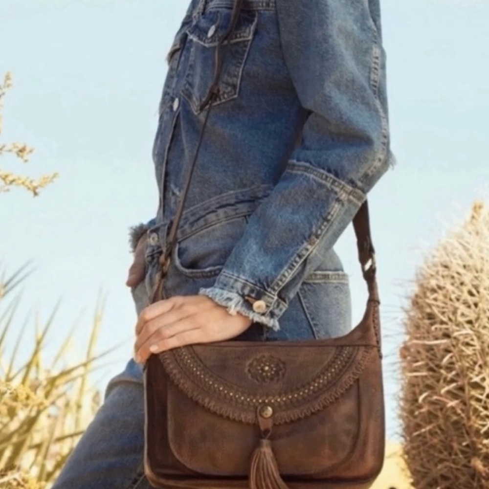 Patricia Nash Rich Brown Leather Crossbody Bag